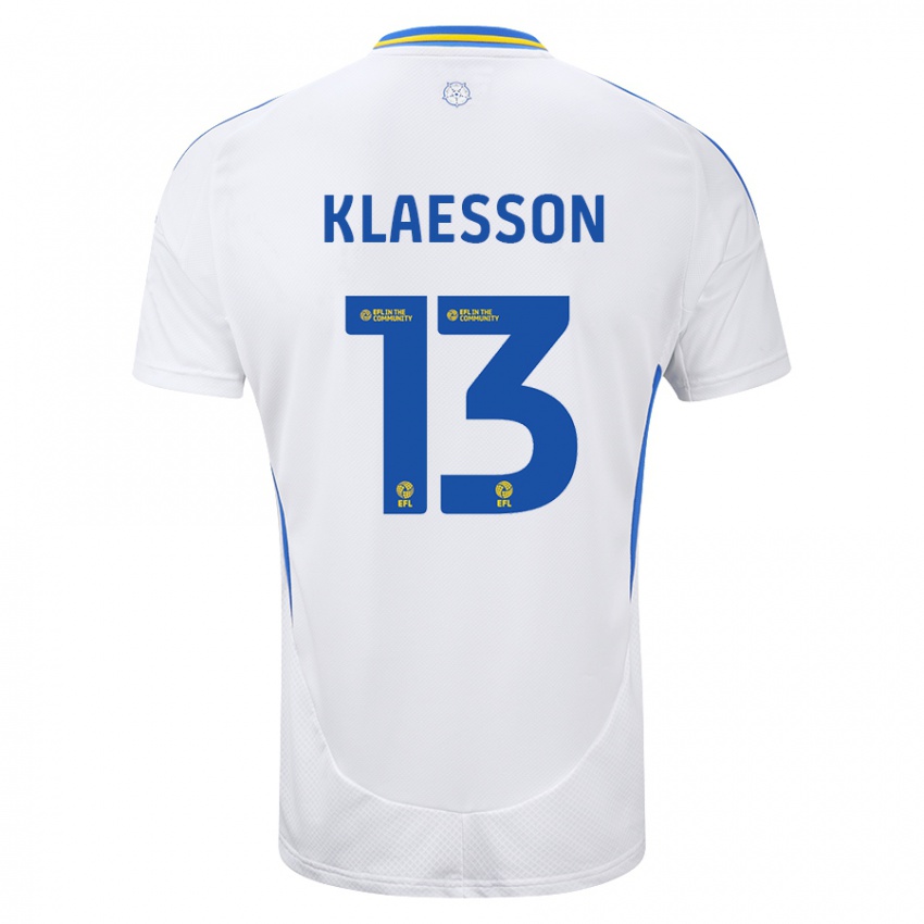 Kinder Kristoffer Klaesson #13 Weiß Blau Heimtrikot Trikot 2024/25 T-Shirt Belgien