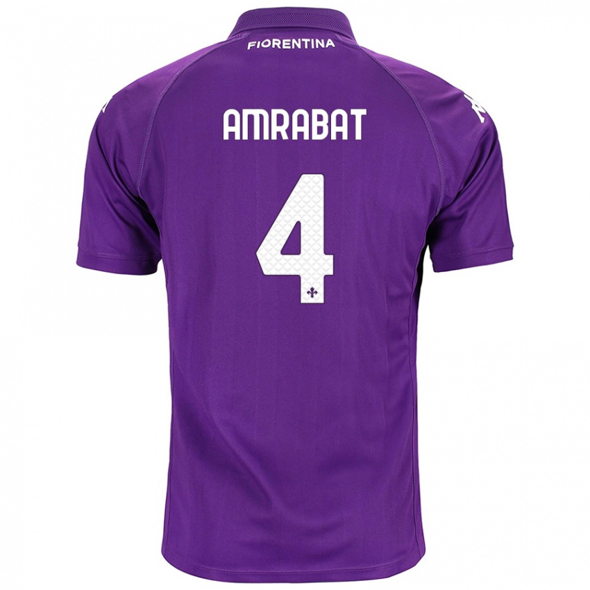 Enfant Maillot Sofyan Amrabat #4 Violet Tenues Domicile 2024/25 T-Shirt Belgique