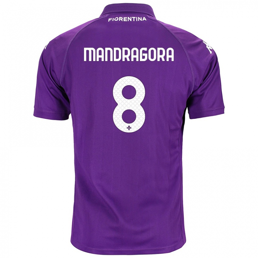 Kinder Rolando Mandragora #8 Violett Heimtrikot Trikot 2024/25 T-Shirt Belgien