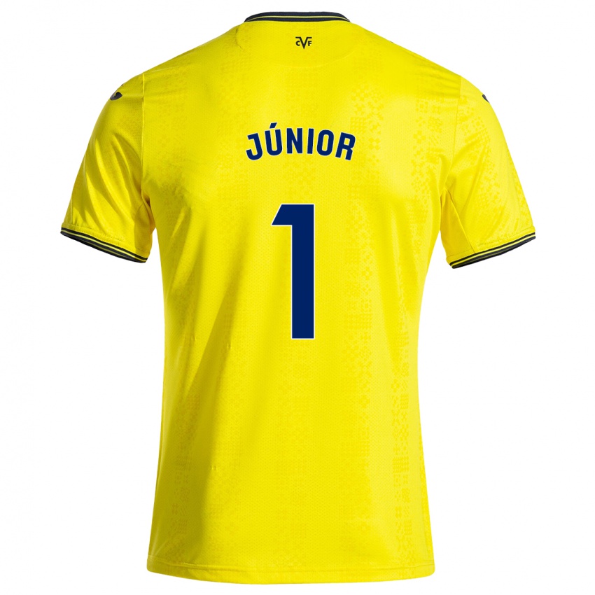 Kinderen Luiz Júnior #1 Geel Zwart Thuisshirt Thuistenue 2024/25 T-Shirt België