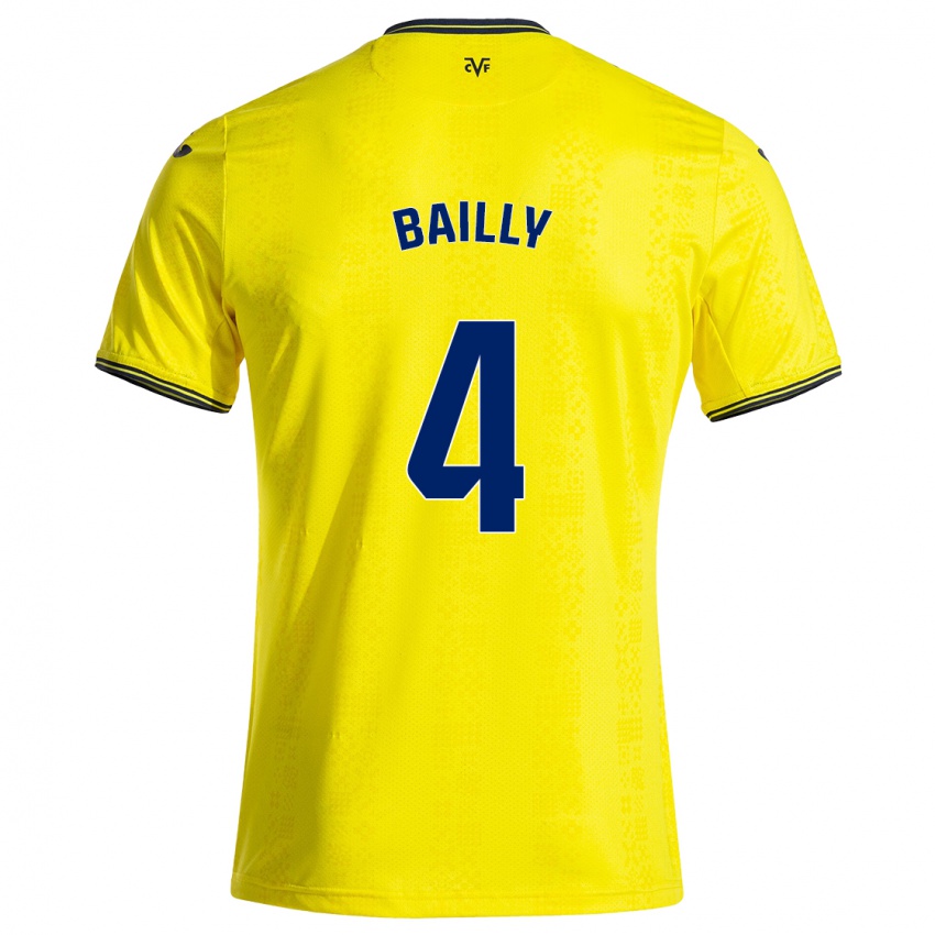 Kinder Eric Bailly #4 Gelb Schwarz Heimtrikot Trikot 2024/25 T-Shirt Belgien