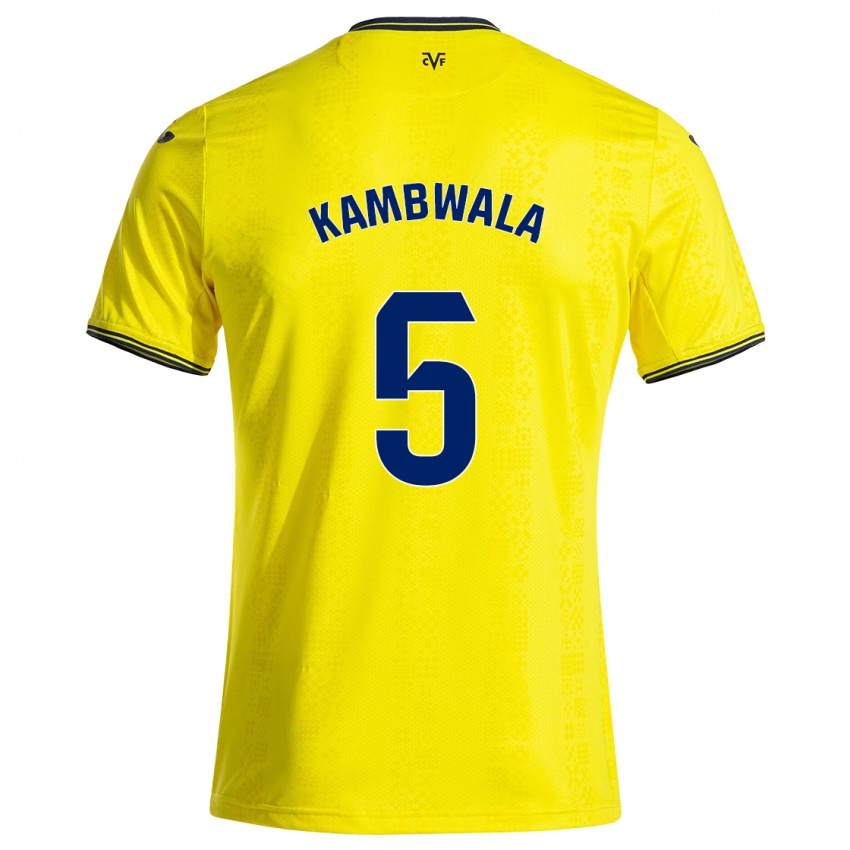 Kinder Willy Kambwala #5 Gelb Schwarz Heimtrikot Trikot 2024/25 T-Shirt Belgien