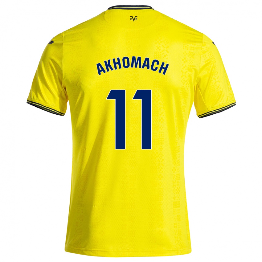 Kinder Ilias Akhomach #11 Gelb Schwarz Heimtrikot Trikot 2024/25 T-Shirt Belgien