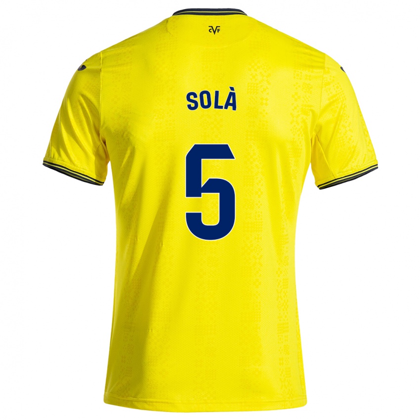 Kinderen Arnau Solà #5 Geel Zwart Thuisshirt Thuistenue 2024/25 T-Shirt België