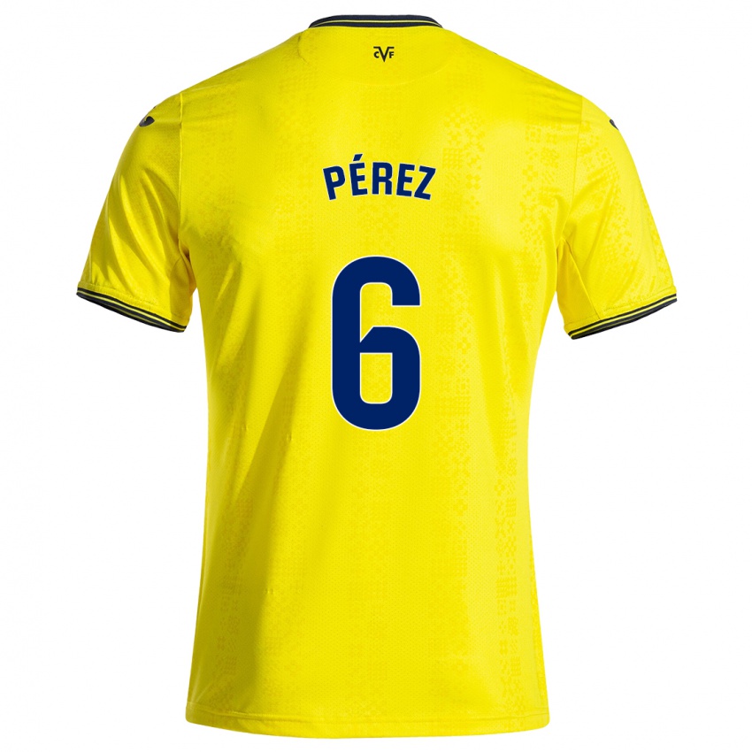 Kinder Hugo Pérez #6 Gelb Schwarz Heimtrikot Trikot 2024/25 T-Shirt Belgien