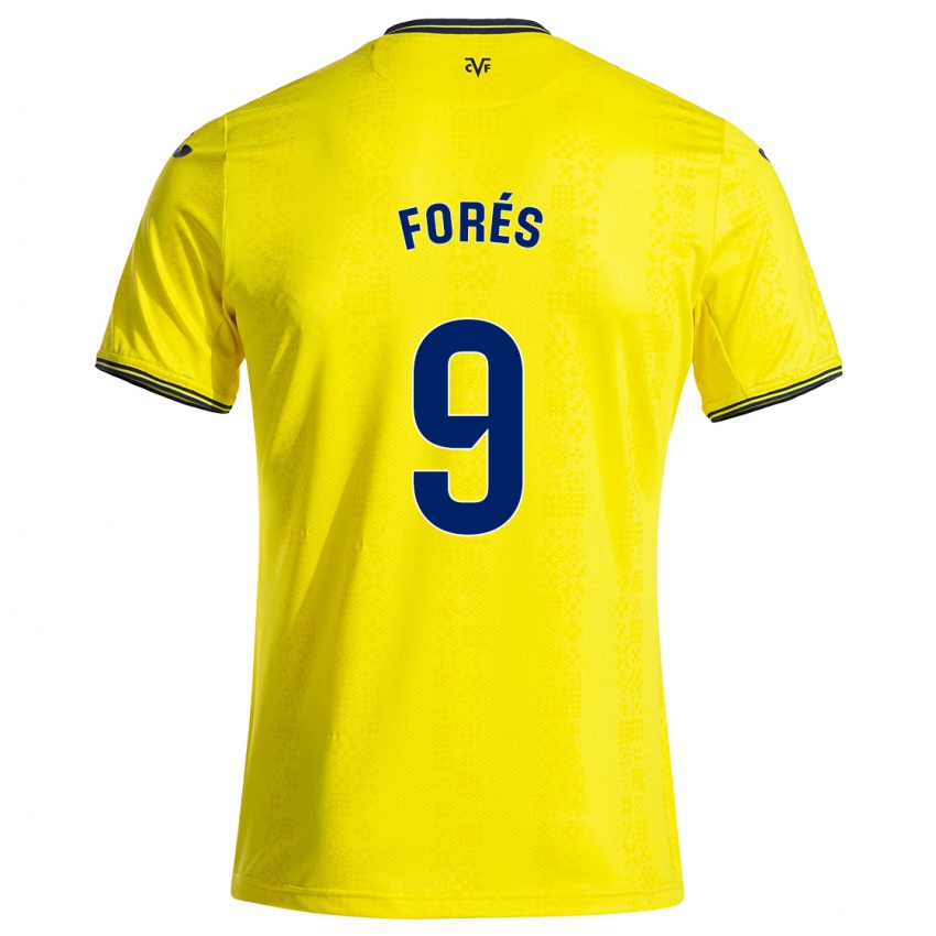 Kinderen Álex Forés #9 Geel Zwart Thuisshirt Thuistenue 2024/25 T-Shirt België