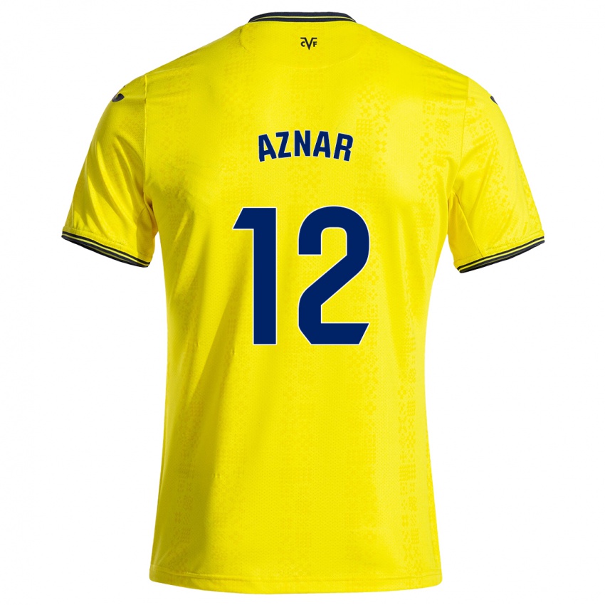 Kinder Javi Aznar #12 Gelb Schwarz Heimtrikot Trikot 2024/25 T-Shirt Belgien