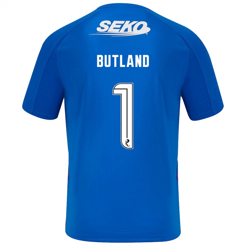 Enfant Maillot Jack Butland #1 Bleu Foncé Tenues Domicile 2024/25 T-Shirt Belgique