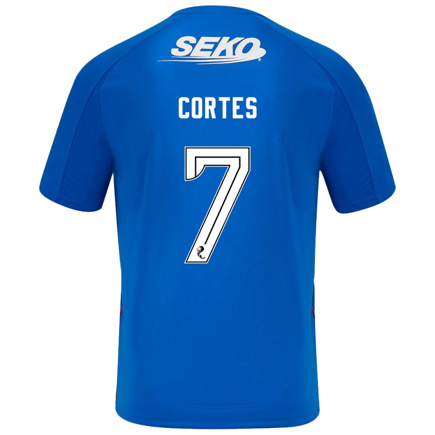 Enfant Maillot Óscar Cortés #7 Bleu Foncé Tenues Domicile 2024/25 T-Shirt Belgique