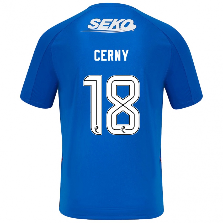 Enfant Maillot Vaclav Cerny #18 Bleu Foncé Tenues Domicile 2024/25 T-Shirt Belgique