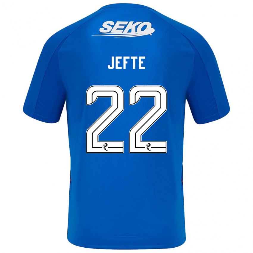 Enfant Maillot Jefté #22 Bleu Foncé Tenues Domicile 2024/25 T-Shirt Belgique