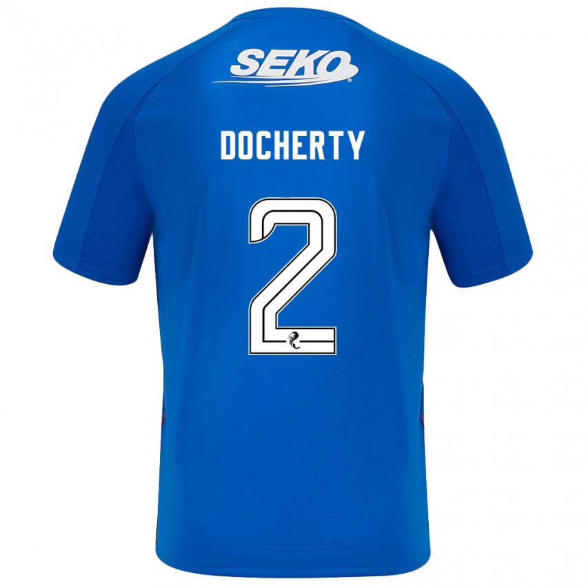 Enfant Maillot Nicola Docherty #2 Bleu Foncé Tenues Domicile 2024/25 T-Shirt Belgique