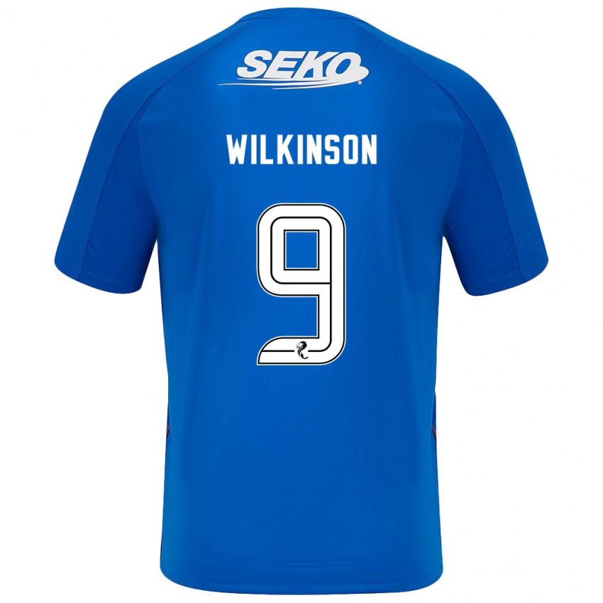 Enfant Maillot Katie Wilkinson #9 Bleu Foncé Tenues Domicile 2024/25 T-Shirt Belgique