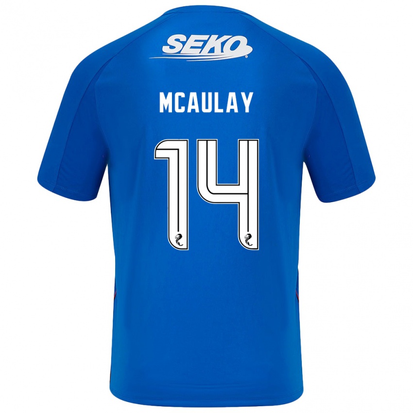 Enfant Maillot Mia Mcaulay #14 Bleu Foncé Tenues Domicile 2024/25 T-Shirt Belgique