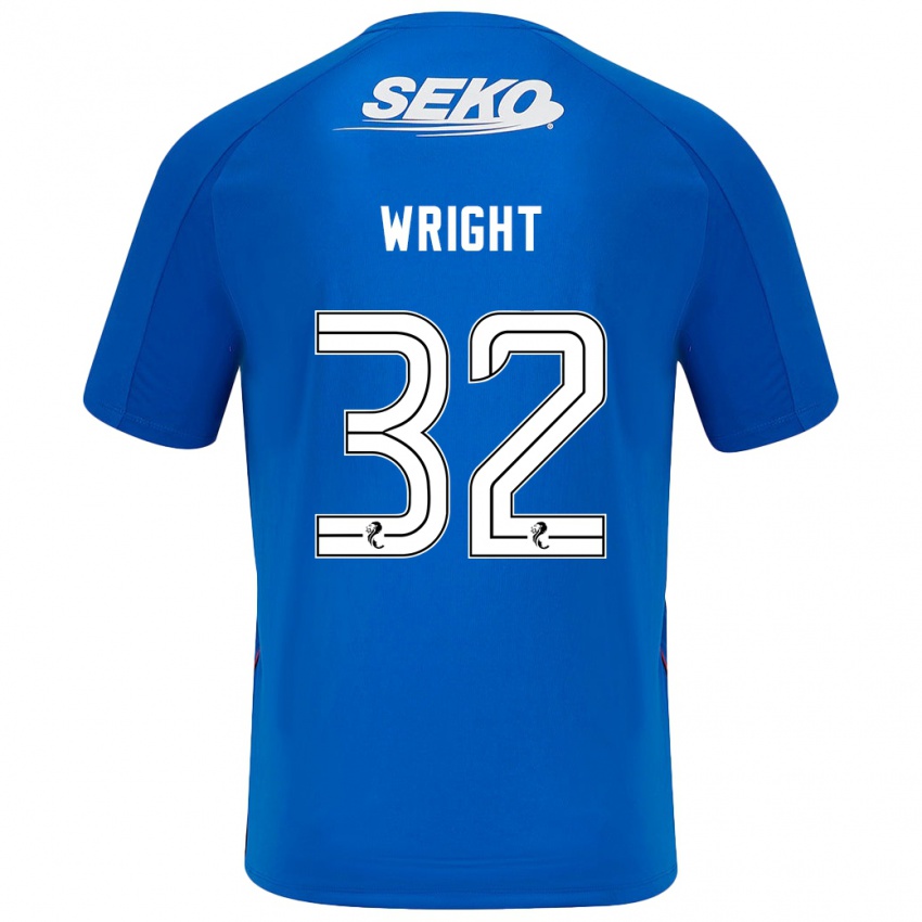 Enfant Maillot Kieran Wright #32 Bleu Foncé Tenues Domicile 2024/25 T-Shirt Belgique