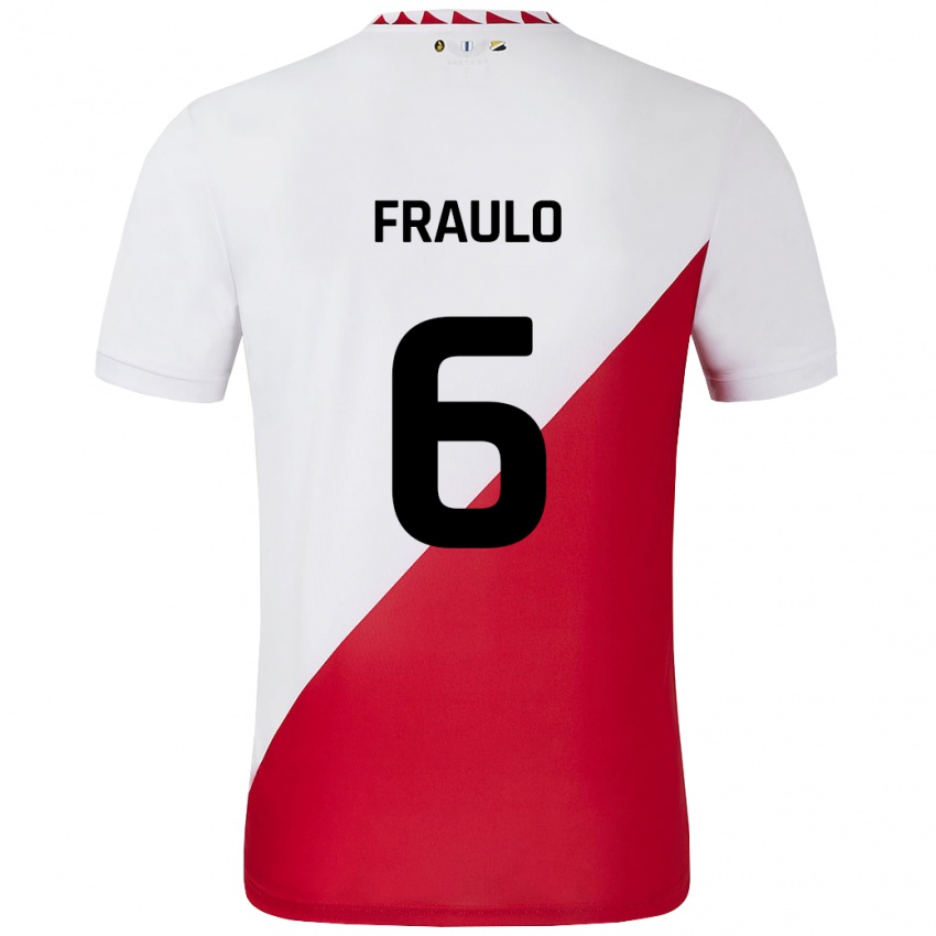 Kinderen Oscar Fraulo #6 Wit Rood Thuisshirt Thuistenue 2024/25 T-Shirt België