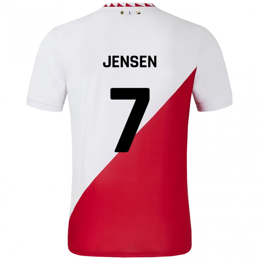 Kinderen Victor Jensen #7 Wit Rood Thuisshirt Thuistenue 2024/25 T-Shirt België