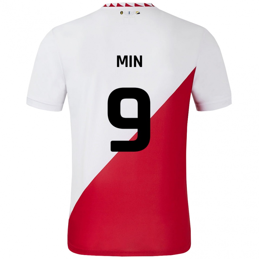 Kinderen David Min #9 Wit Rood Thuisshirt Thuistenue 2024/25 T-Shirt België