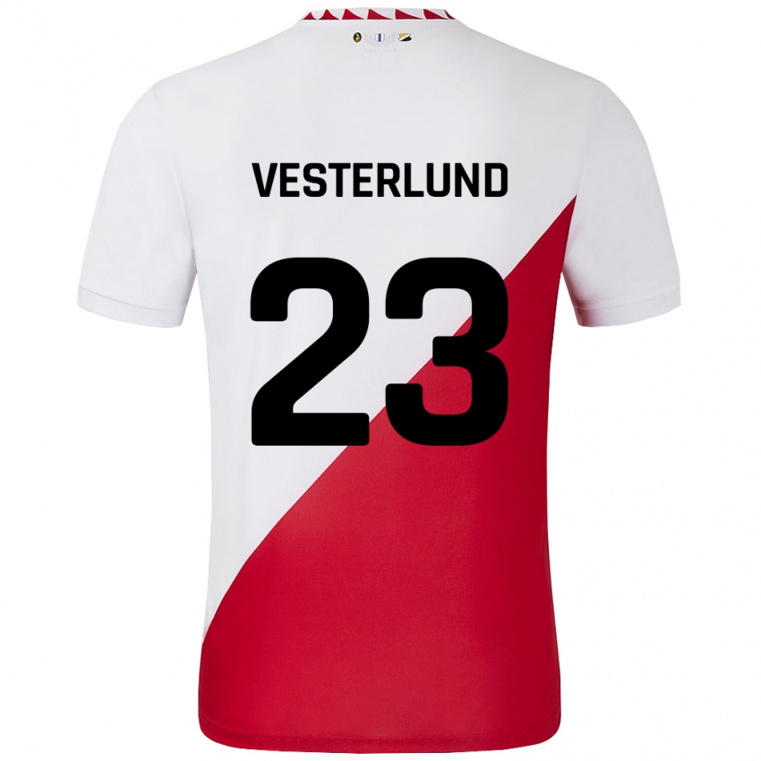 Kinderen Niklas Vesterlund #23 Wit Rood Thuisshirt Thuistenue 2024/25 T-Shirt België