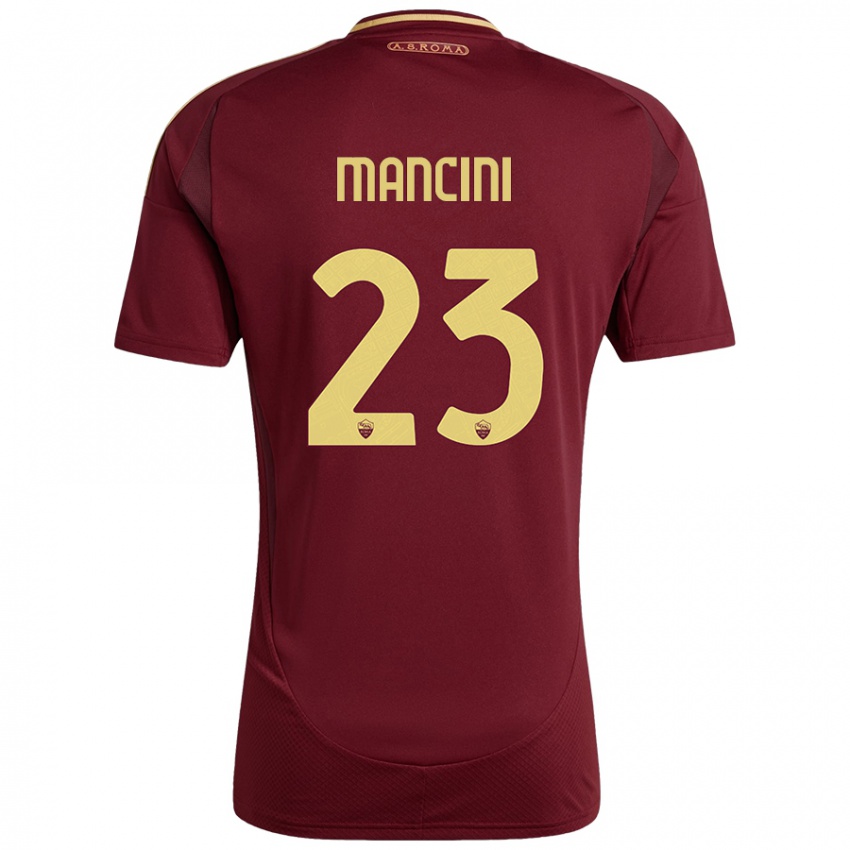 Enfant Maillot Gianluca Mancini #23 Rouge Brun Or Tenues Domicile 2024/25 T-Shirt Belgique