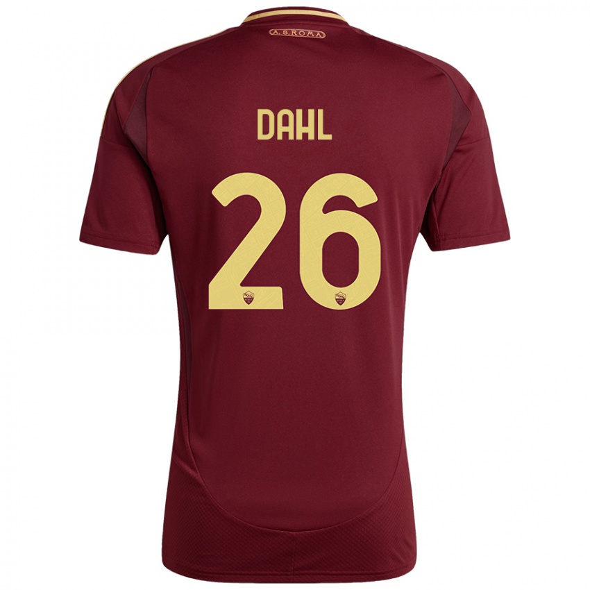 Enfant Maillot Samuel Dahl #26 Rouge Brun Or Tenues Domicile 2024/25 T-Shirt Belgique