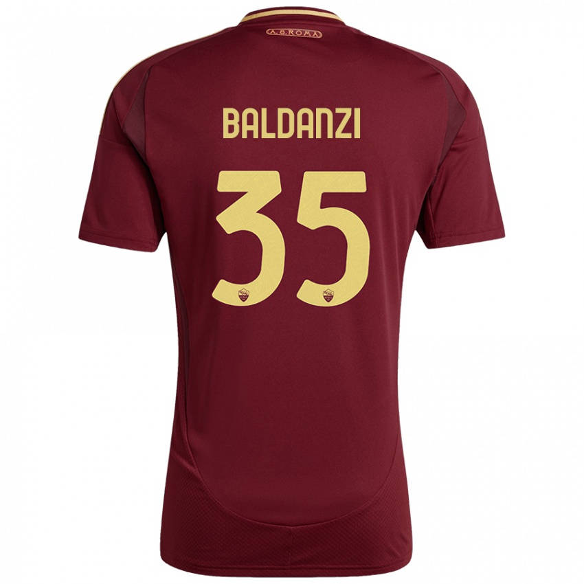 Enfant Maillot Tommaso Baldanzi #35 Rouge Brun Or Tenues Domicile 2024/25 T-Shirt Belgique