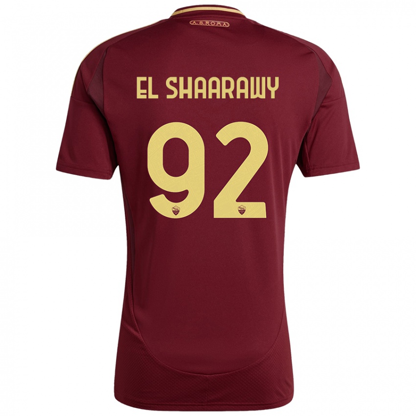 Kinderen Stephan El Shaarawy #92 Rood Bruin Goud Thuisshirt Thuistenue 2024/25 T-Shirt België