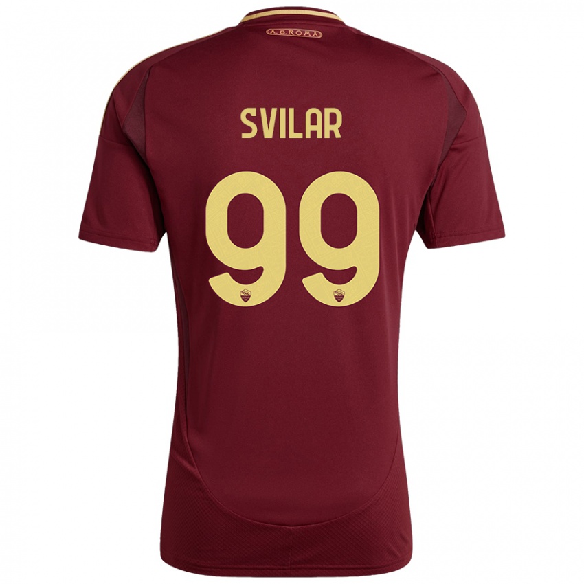 Kinderen Mile Svilar #99 Rood Bruin Goud Thuisshirt Thuistenue 2024/25 T-Shirt België