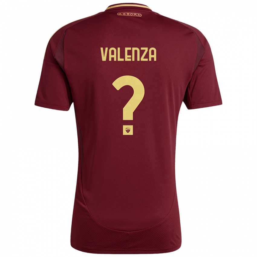 Enfant Maillot Salvatore Valenza #0 Rouge Brun Or Tenues Domicile 2024/25 T-Shirt Belgique