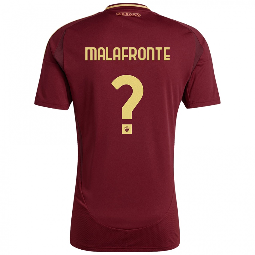 Enfant Maillot Matteo Malafronte #0 Rouge Brun Or Tenues Domicile 2024/25 T-Shirt Belgique