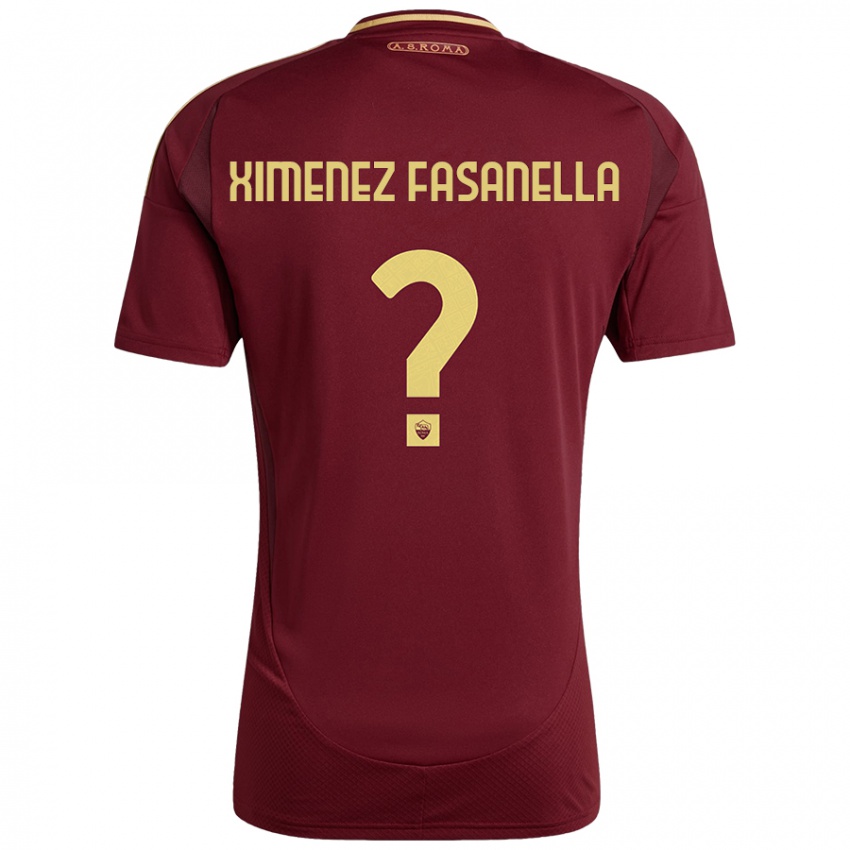 Enfant Maillot Rafael Ximenez Fasanella #0 Rouge Brun Or Tenues Domicile 2024/25 T-Shirt Belgique