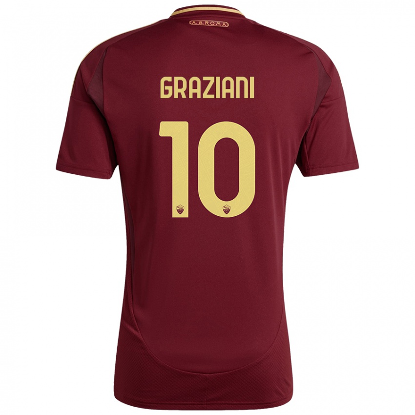 Enfant Maillot Leonardo Graziani #10 Rouge Brun Or Tenues Domicile 2024/25 T-Shirt Belgique