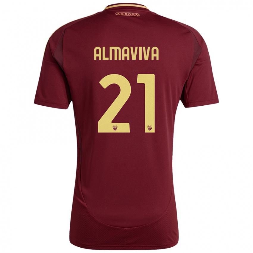 Enfant Maillot Mattia Almaviva #21 Rouge Brun Or Tenues Domicile 2024/25 T-Shirt Belgique