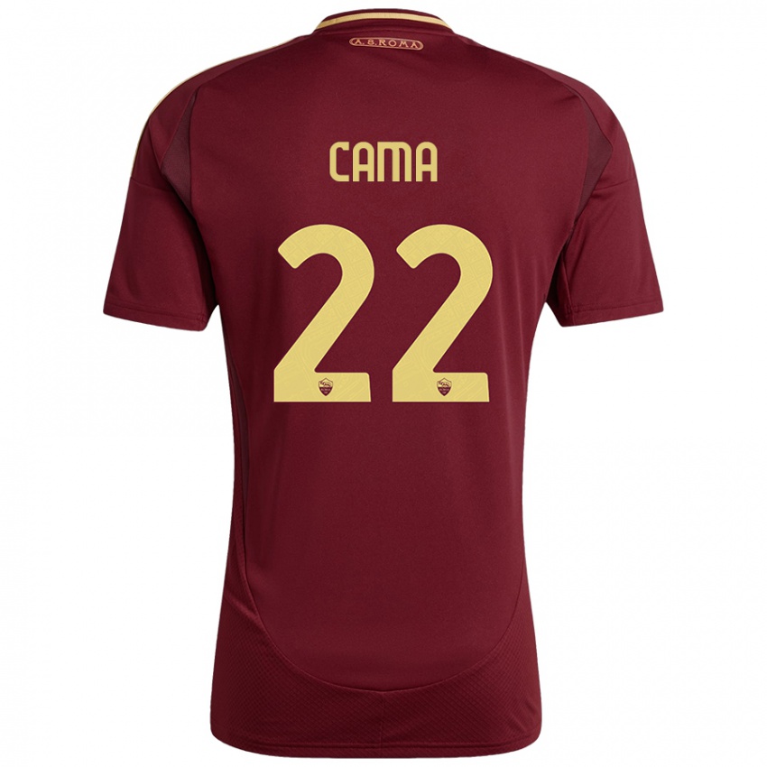 Enfant Maillot Cristian Cama #22 Rouge Brun Or Tenues Domicile 2024/25 T-Shirt Belgique