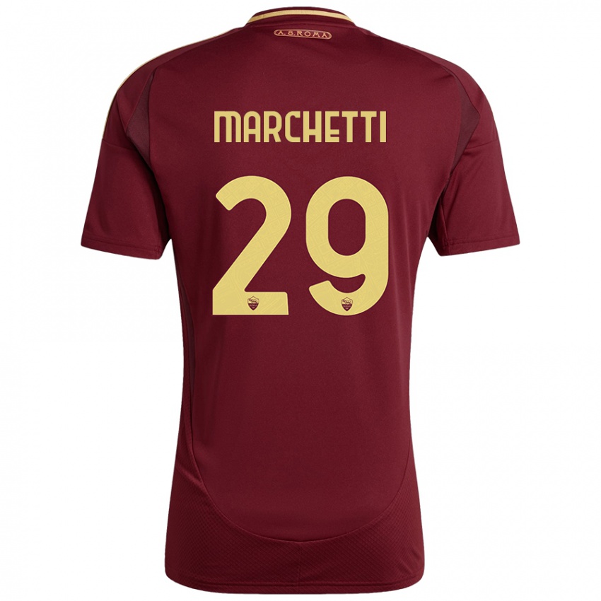 Enfant Maillot Tommaso Marchetti #29 Rouge Brun Or Tenues Domicile 2024/25 T-Shirt Belgique