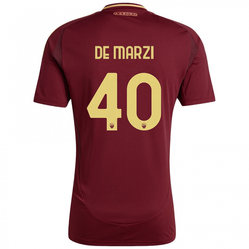 Enfant Maillot Giorgio De Marzi #40 Rouge Brun Or Tenues Domicile 2024/25 T-Shirt Belgique