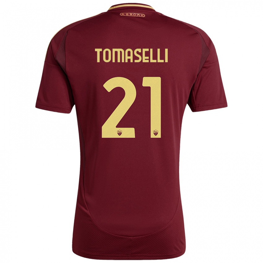 Enfant Maillot Martina Tomaselli #21 Rouge Brun Or Tenues Domicile 2024/25 T-Shirt Belgique