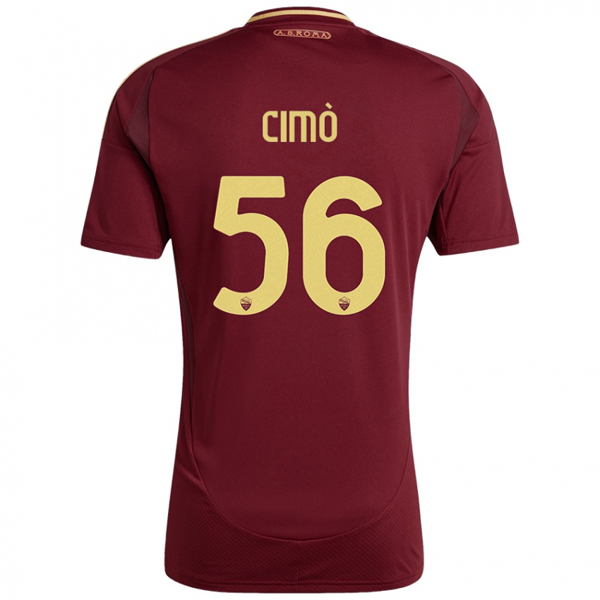 Enfant Maillot Giada Cimò #56 Rouge Brun Or Tenues Domicile 2024/25 T-Shirt Belgique