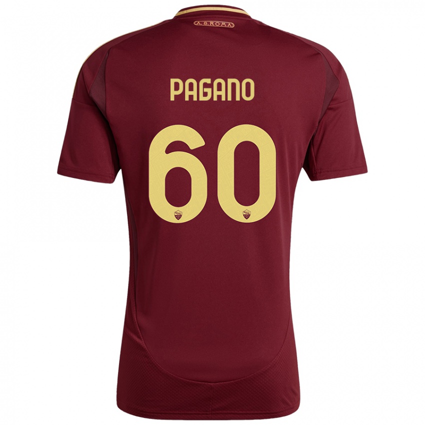 Enfant Maillot Riccardo Pagano #60 Rouge Brun Or Tenues Domicile 2024/25 T-Shirt Belgique