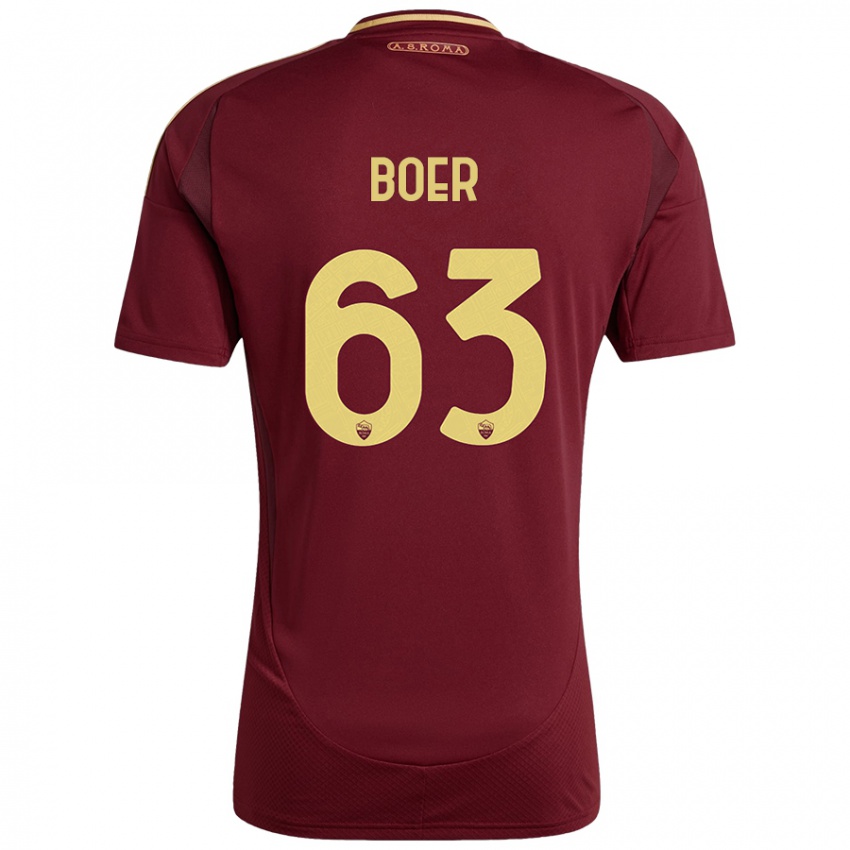 Enfant Maillot Pietro Boer #63 Rouge Brun Or Tenues Domicile 2024/25 T-Shirt Belgique