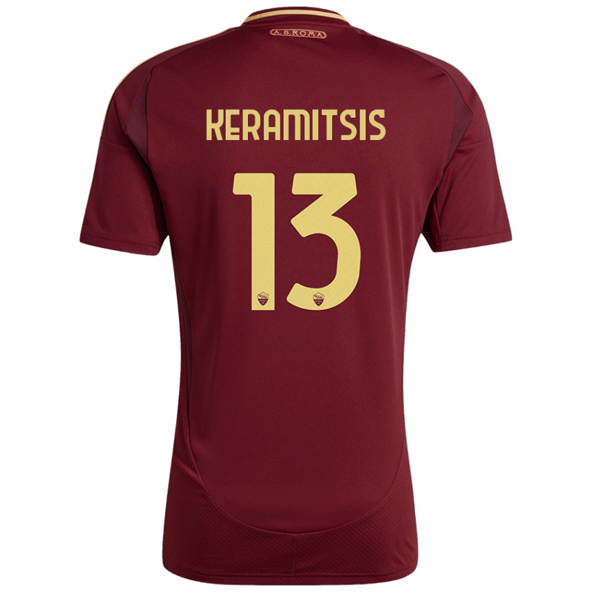 Enfant Maillot Dimitrios Keramitsis #13 Rouge Brun Or Tenues Domicile 2024/25 T-Shirt Belgique