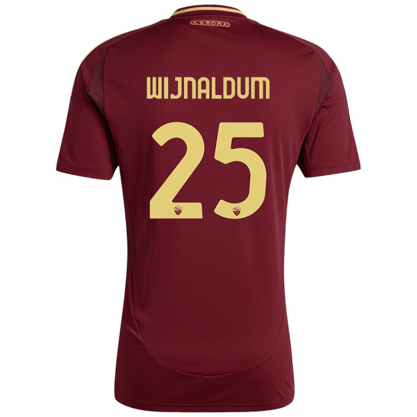 Enfant Maillot Georginio Wijnaldum #25 Rouge Brun Or Tenues Domicile 2024/25 T-Shirt Belgique