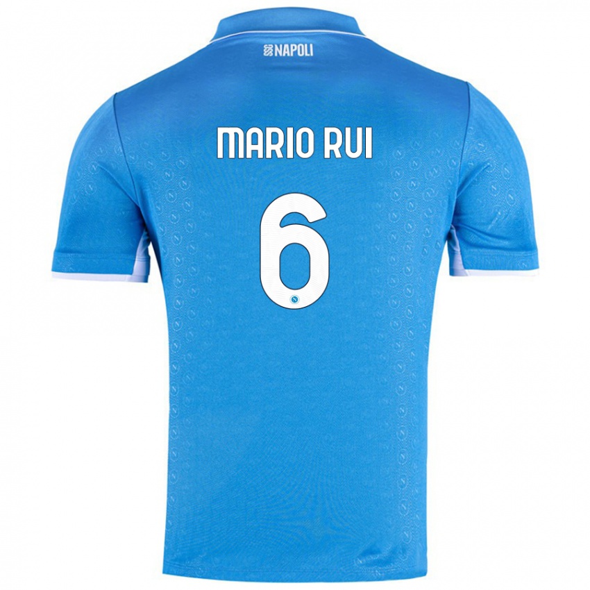 Enfant Maillot Mario Rui #6 Bleu Ciel Tenues Domicile 2024/25 T-Shirt Belgique