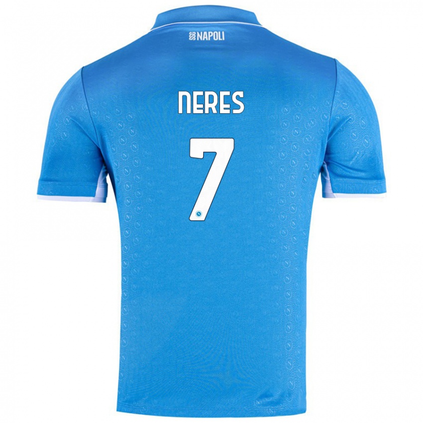 Kinderen David Neres #7 Hemelsblauw Thuisshirt Thuistenue 2024/25 T-Shirt België