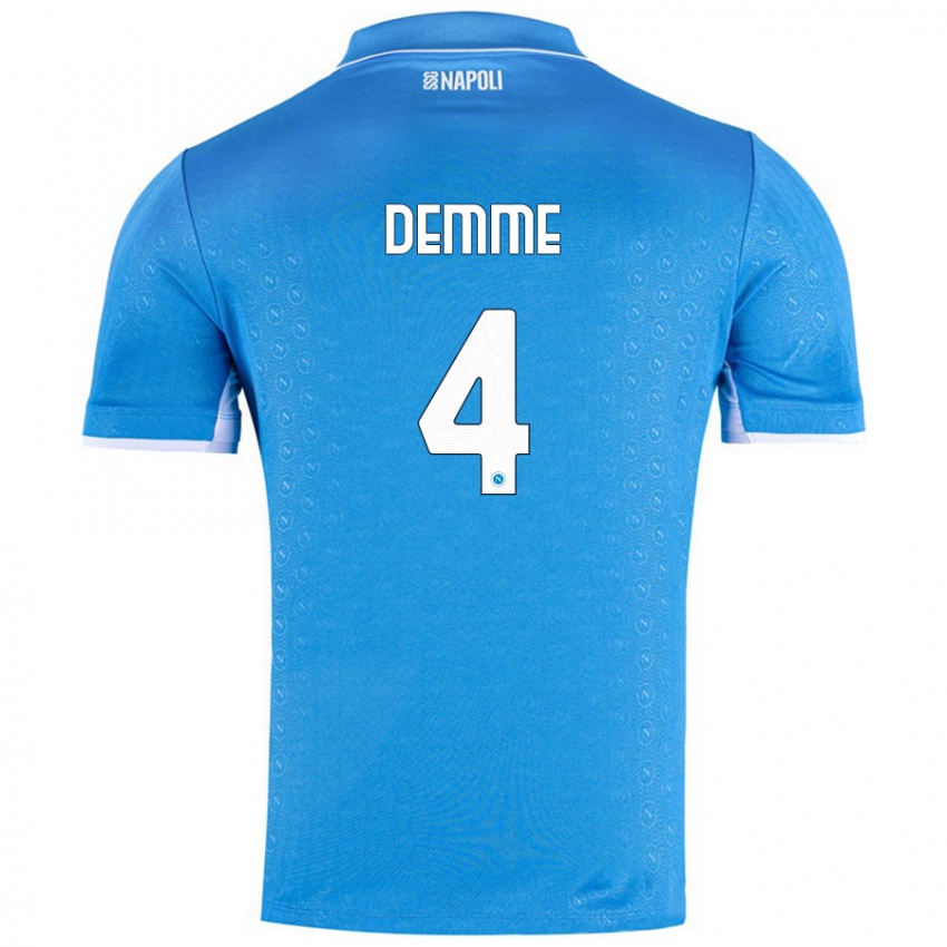 Enfant Maillot Diego Demme #4 Bleu Ciel Tenues Domicile 2024/25 T-Shirt Belgique