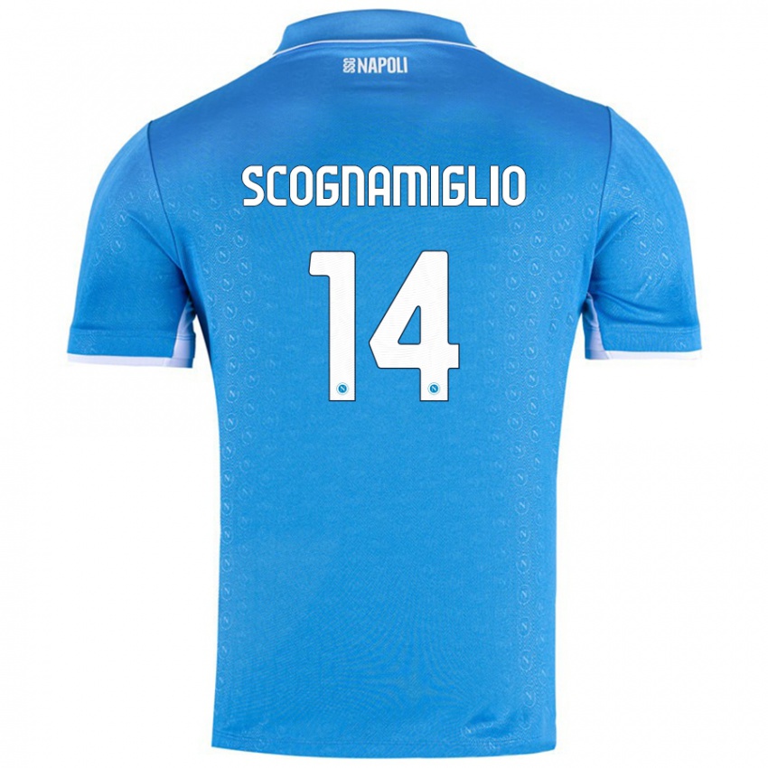 Enfant Maillot Fabio Scognamiglio #14 Bleu Ciel Tenues Domicile 2024/25 T-Shirt Belgique