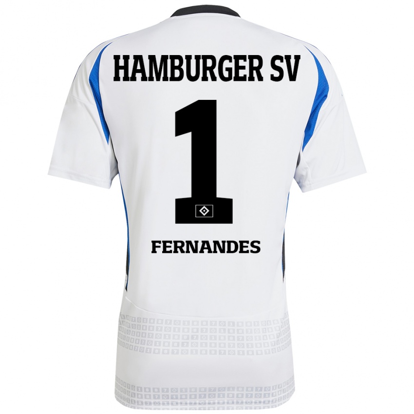 Enfant Maillot Daniel Heuer Fernandes #1 Blanc Bleu Tenues Domicile 2024/25 T-Shirt Belgique