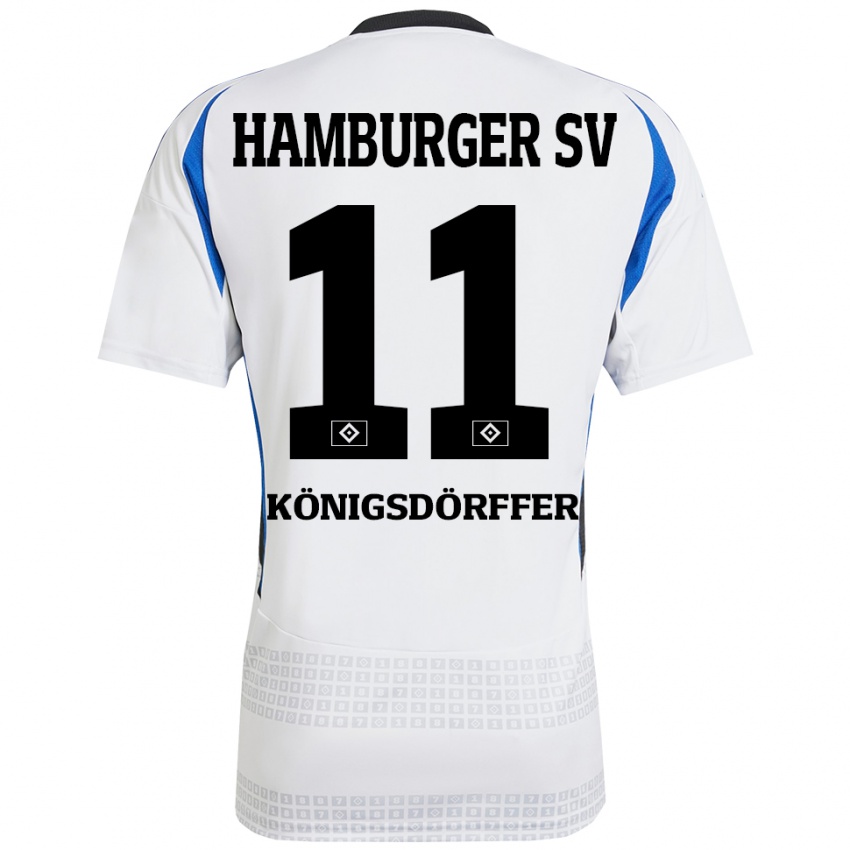 Enfant Maillot Ransford Königsdörffer #11 Blanc Bleu Tenues Domicile 2024/25 T-Shirt Belgique