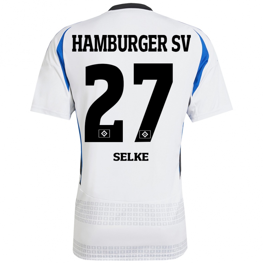 Enfant Maillot Davie Selke #27 Blanc Bleu Tenues Domicile 2024/25 T-Shirt Belgique