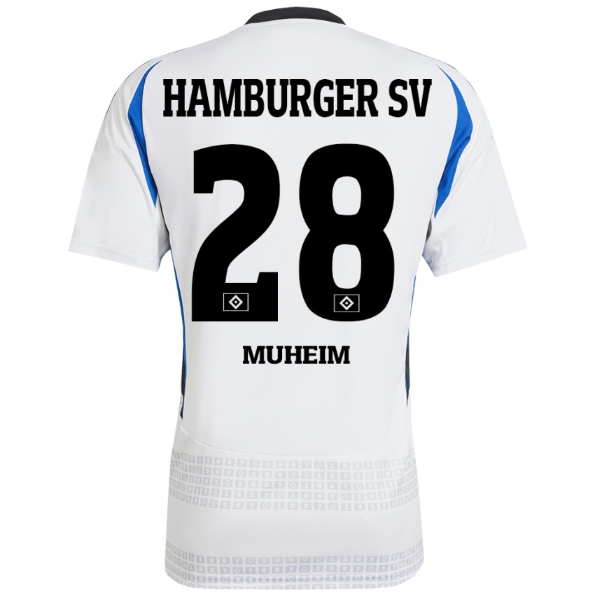 Enfant Maillot Miro Muheim #28 Blanc Bleu Tenues Domicile 2024/25 T-Shirt Belgique